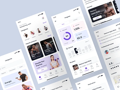 Sporter - Fitness & Workout App UI Kit branding design fitness graphic design gym health healthcare ios design mobile design pixlayer sport studio trainer training ui ui kit ui8 uikit ux ux kit