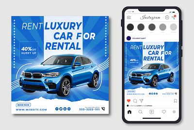 Car Rent Social Media Post branding certificate design graphic design illustration instagram post minimal smm social media post vector