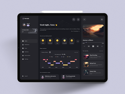Serenda - your ultimate meditation companion 🧘‍♀️ app dashboard health interface meditation product design ui
