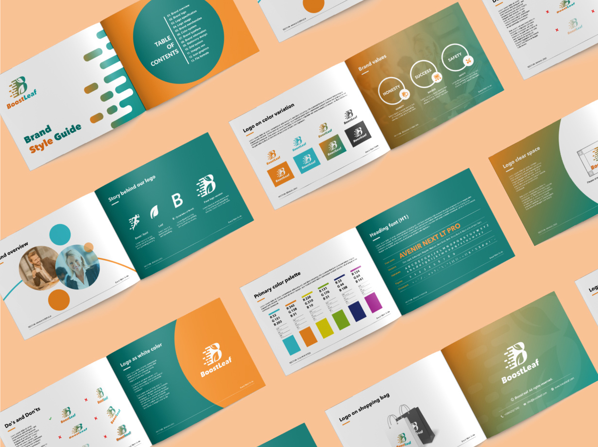 Boost Leaf Brand Style Guide. by NUR (UX, UI, Brand & More) on Dribbble