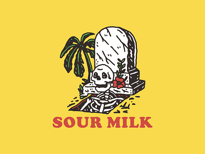 Sour Milk artwork badgedesign brand clothing clothing brand design design for sale doodle graphic design hand drawn illustration illustrator skull design summer t shirt design tees design the skull reserve vintage design