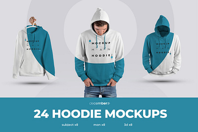 24 Hoodie Mockups branding design graphic design hoodie hoodie design illustration mockup bundle mockups