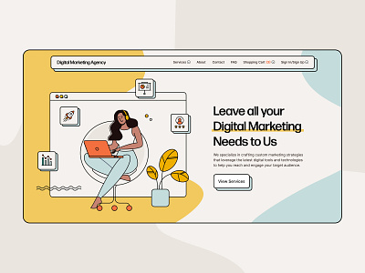 Digital Marketing Agency Website Hero Concept agency digital digital marketing emails hero illustration sem seo studio ui ux web design