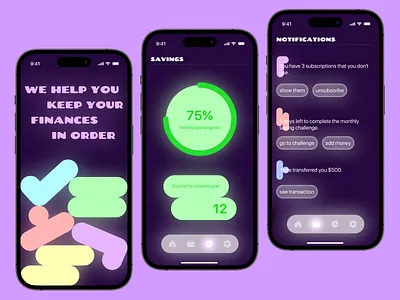Finances Management App app design application banking design design concept finances fintech goals ios mobile money neon service design ui ui design