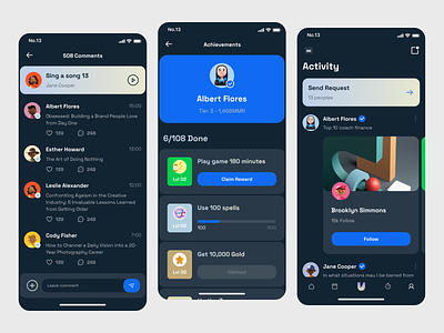 Social Activity app darkmode design ios kit mobile social template ui ultimate