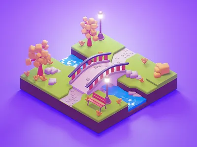 Simple Park 3d 3d blender graphic design