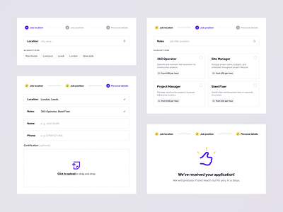 BuildStream — Application Form clean construction form multi step multi step form tonik ui ui elements ux visual website