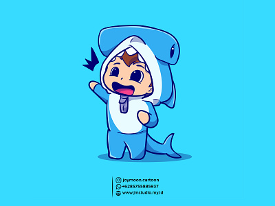 The Hammerhead Shark Costume Character boy branding cartoon costume cute design explore graphic design hammer shark happy illustration kids shark vector