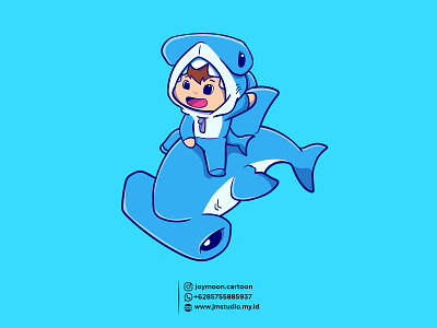 The Adorable Hammerhead Kid Cartoon Character branding cartoon costume cute design graphic design hammer shark happy illustration kids logo mascot ui vector website element