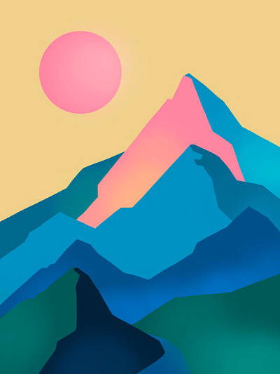 Mountains and the Sun design digital art illustration landscape mountain mountains procreate sketch