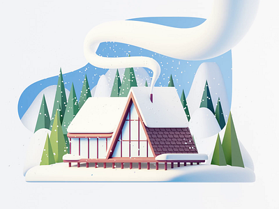 Winter Farm House - 3D Illustration 3d app blender design illustration ui