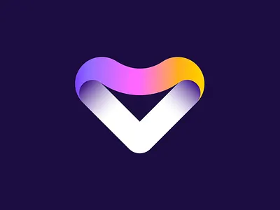 V + Heart ( for sale ) app branding care caring couple date dating gradient heart icon identity likes logo love modern smart social together v vadim carazan