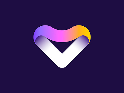 V + Heart ( for sale ) app branding care caring couple date dating gradient heart icon identity likes logo love modern smart social together v vadim carazan