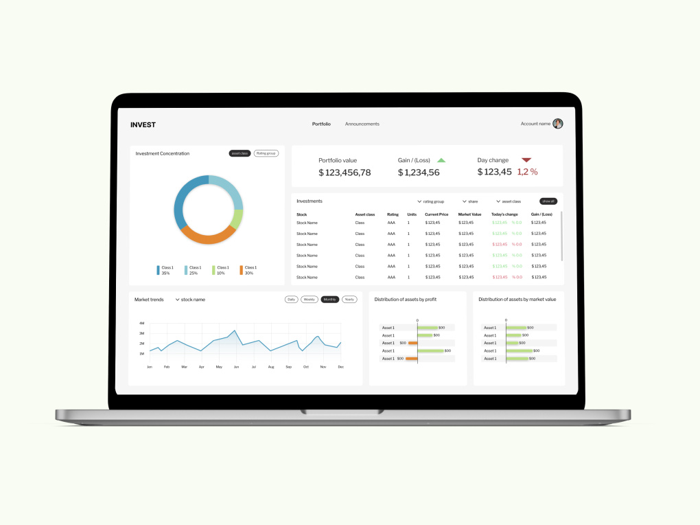 Investment Portfolio Dashboard by Monika on Dribbble