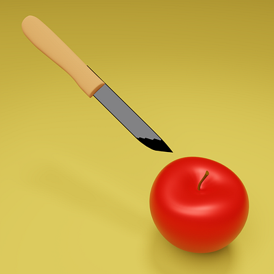 Minimalist apple & knife 3d apple blender
