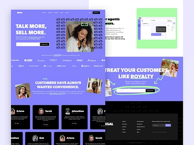 Regal — Website animation bright bright colors call caller clean crown green landing landing page lp marketing purple regal saas sms ui ux vibrant website