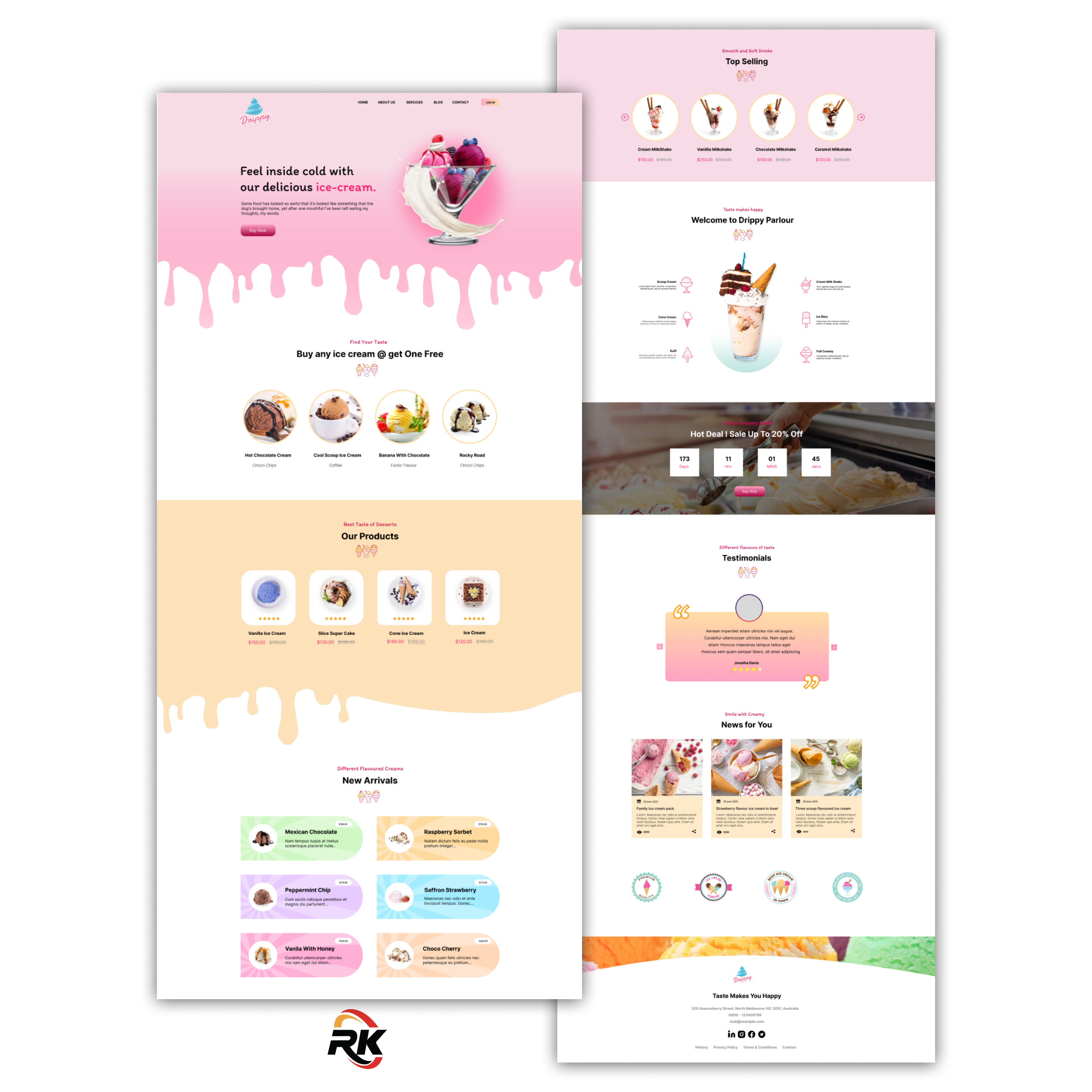 Web Landing Page for ice-cream shop branding chocolate food ice cream ice cream website icecream icecreamlanding icecreamlandingpage icecreamstore icecreamwebsite landing page online ice cream store product design ui uiux web design web site website
