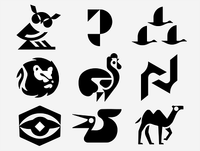 LOGO bird branding desert design duck icon identity illustration leo lion logo marks n owl p pelican rooster symbol ui vector