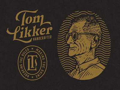 Tom Likker badass branding criminal distillery gin graphic design grunge hand drawn industrial logo logo design monogram moonshine organic rum seal stamp whisky