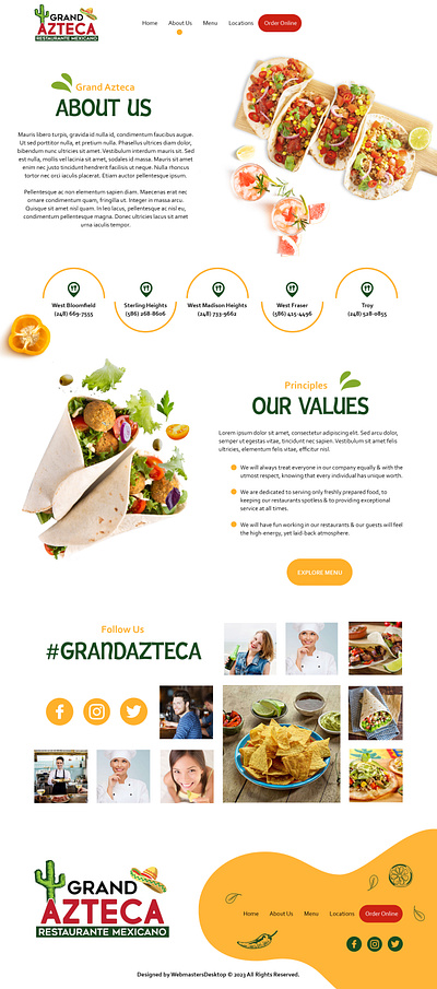 Website Design For Mexican Restaurant graphic design landing page design web design web development webmastersdesktop website design