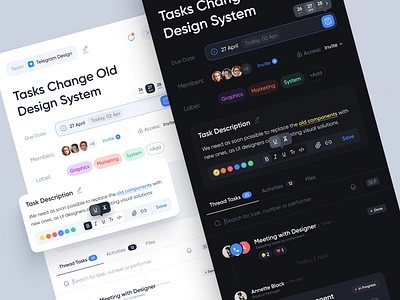 Task Management app asset clean dark mode dashboard interface management minimal project management task tool ui uiux ux web