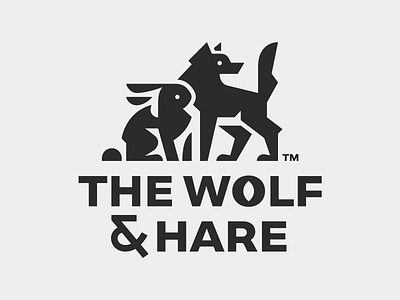 The Wolf & Hare animal branding bunny design flat friends hare illustration logo logotype mark minimal rabbit wolf