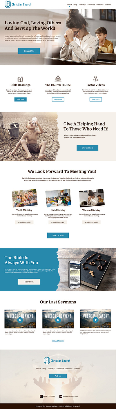 Website Design For Christian Church graphic design landing page design web development webmastersdesktop website design