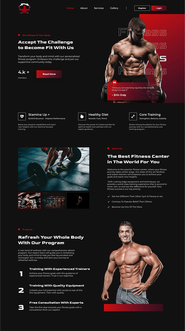 Fitness Website Landing Page by Fahad Sikandar on Dribbble