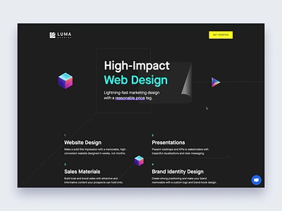 Luma Studio - Website Interaction 3d graphic design illustration interction landing page live version website website animation