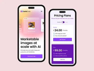 SolidGrids / Landing Mobile agency ai artificial intelligence design design studio illustration image processing images ios landing landing page logo machine learning mobile startup ui web website
