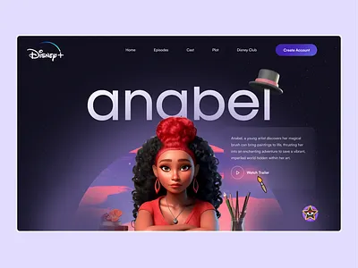 Anabel - Animated Movie Hero Concept 3d animation dailui design disney hero hero section illustration pixar ui uid ux uxui web