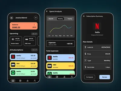 Subscription Management App app design dailyui mobile app subscription management app ui ux