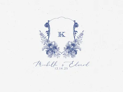 Vintage Wedding Crest | Custom Crest bespoke wedding logo custom monogram custom wedding logo design graphic design illustration logo luxury logo luxury wedding logo wed wedding logo wedding monogram