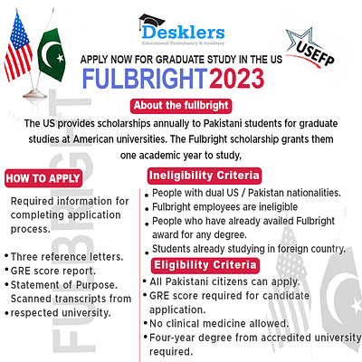 Desklers @Fulbright scholorship ads ads designing advertizment branding design graphic design logo post social media post ux