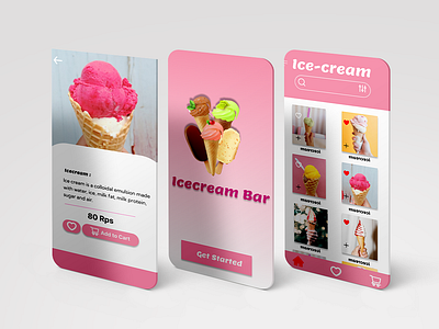 Icecream Bar app branding design graphic design illustration typography ui ux vector