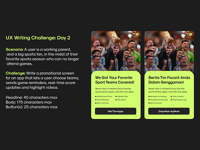 UX Writing Challenge: Day 2 app apps design graphicdesign sports ui ux uxwriting writing