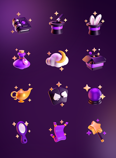 Magic 3D icons 3d design icons illustration
