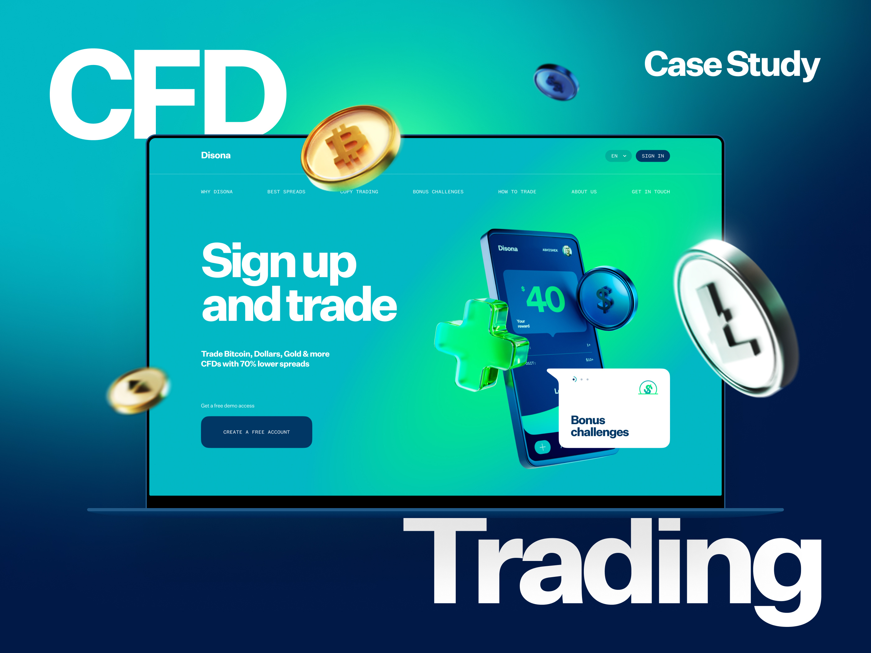 Disona Promo Website 3d icons cfd crypto cryptocurrency finance fintech trading trading platform