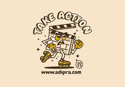 Clapboard mascot character adipra std isolated picture