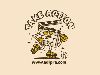 Clapboard mascot character adipra std isolated picture