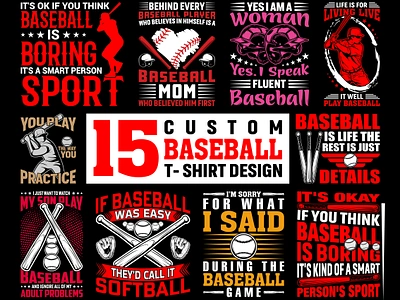 Custom Baseball T-Shirt Design Bundle american base baseball baseballlife bulk classic design custom design fashion game design game template graphic design mlb mom t shirt softball sport t shirt typography vector women