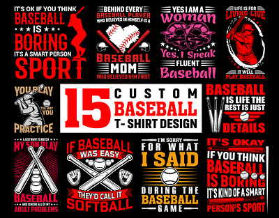 Custom Baseball T-Shirt Design Bundle american base baseball baseballlife bulk classic design custom design fashion game design game template graphic design mlb mom t shirt softball sport t shirt typography vector women