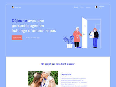 Conviv App branding dailyui dailyuichallenge design desktop eat figma flat home illustration landing senior ui