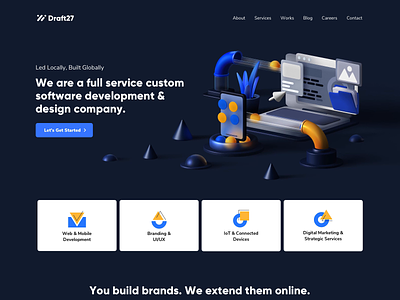 Home page interaction 3d 3d graphic animation dark dark mode development factory graphic icons interaction isometric landing landing page motion spline ui user interface ux web website