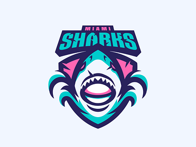 Miami Sharks - First Concept badge branding design emblem logo mascot mascot logo shark sharks sport sports team logo vector