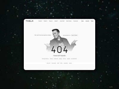 Daily UI #008 - 404 Page 404 page dailyui desktop elon musk tesla ui user interface