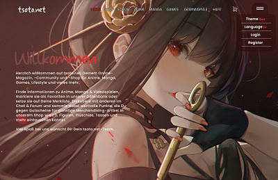 tsoto.net anime community landing page anime app branding design graphic design illustration typography ui ux