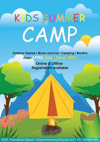 Kids Camp Poster design adobe illustrator graphic design illustration kids camp poster design summer camp