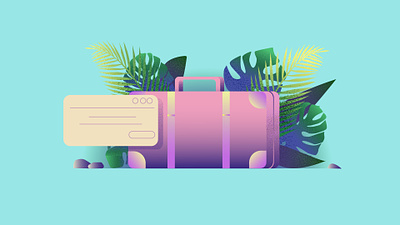 Travel suitcase advertising illustration business card illustration trips vector