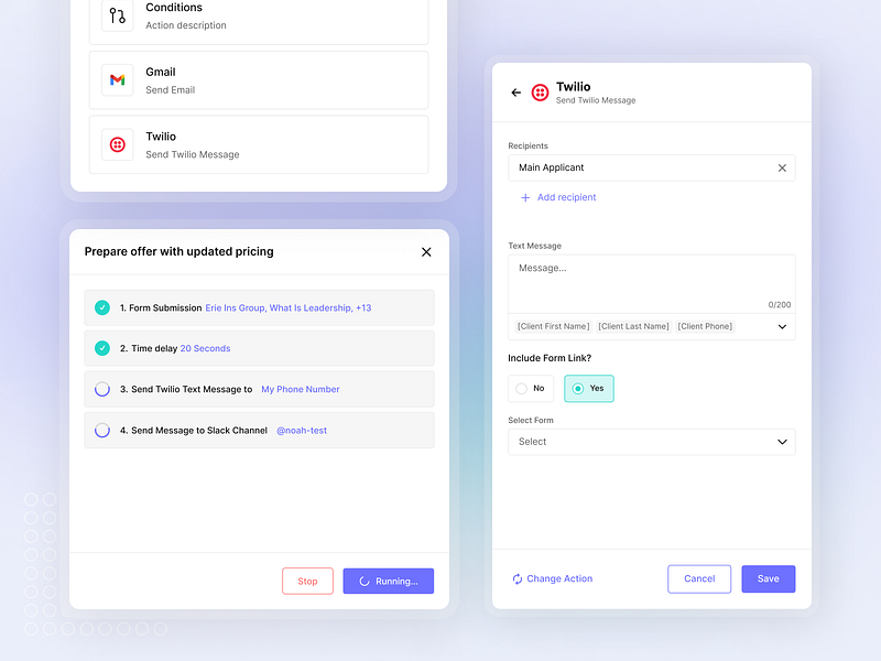 Workflow automation setup automation figma marketing product design progress indication saas workflow